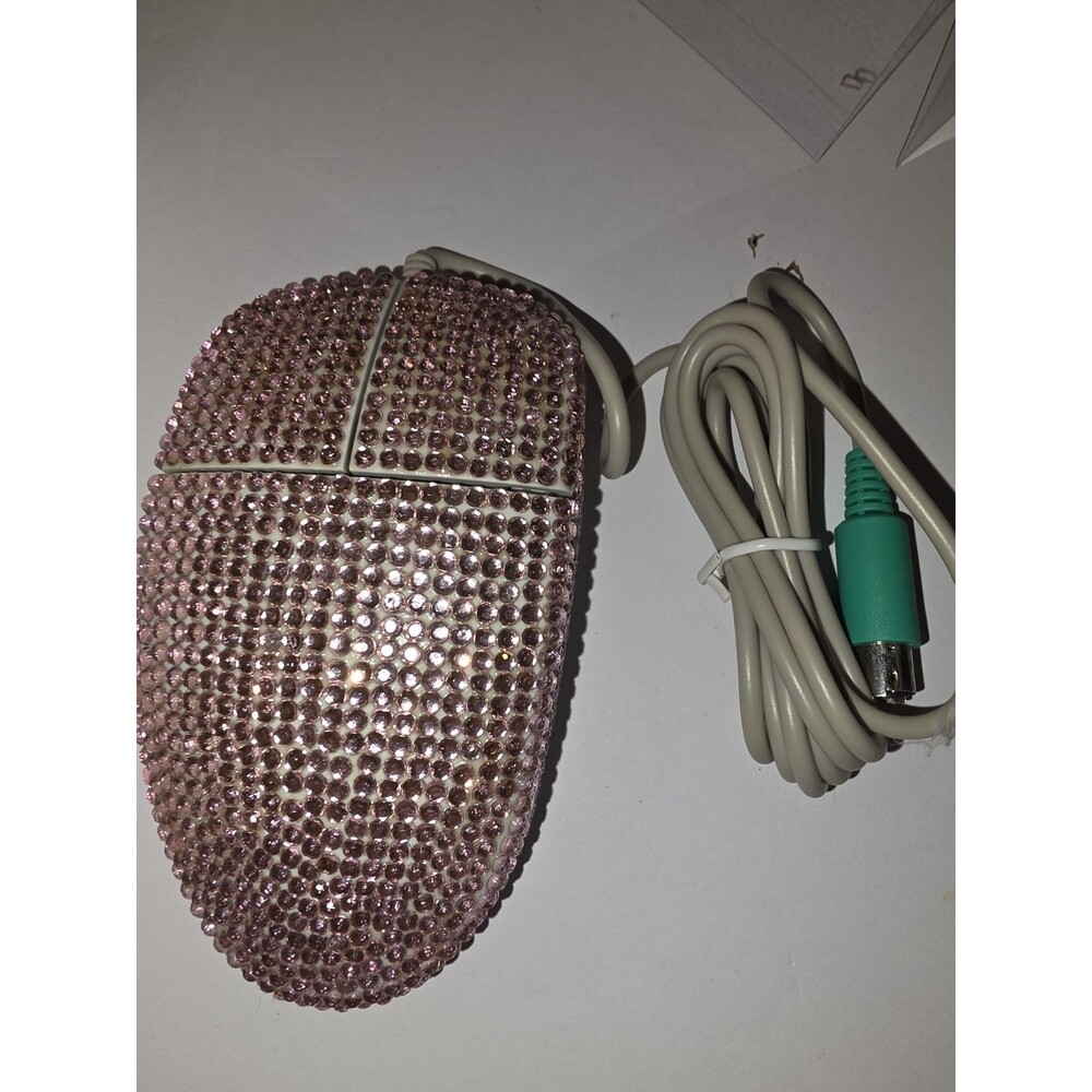 Jeweled Bling Y2K Era Computer Mouse PS/2 Pink Rhinestone Crystal Vintage